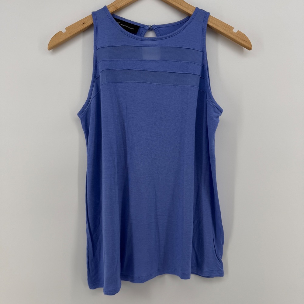 INC International Concepts Womens Blue Mesh Panel High Neck Tank Top Small
